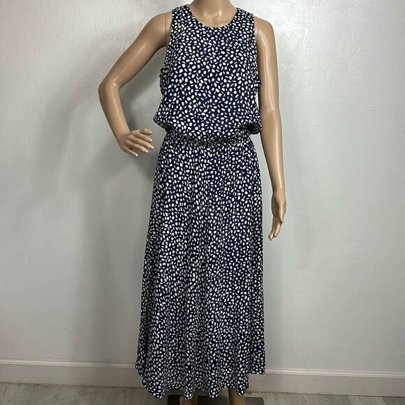 Karin Stevens Vintage Sleeveless Polka Dot Maxi Dress With Pockets Size 8 - Picture 1 of 8